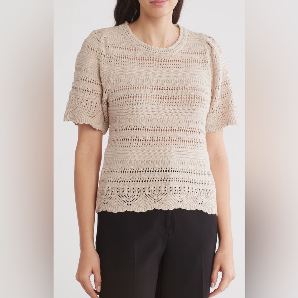 Design History Short Sleeve Bobble Stitch Pullover